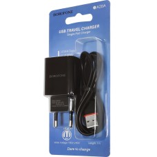 СЗУ-адаптер USB Borofone BA20A 2.1A + Lightning-кабель (Чёрный)